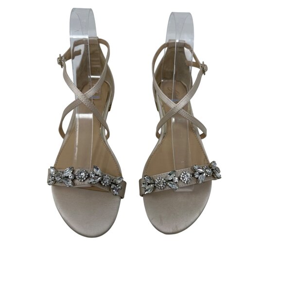 Jewel Badgley Mischka Tessy Womens Satin Strappy Sandals Embellished Size 7 - Picture 6 of 13